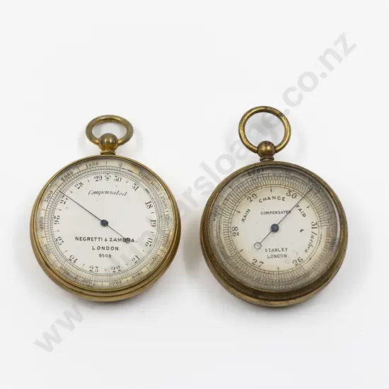 Victorian Cased Negretti & Zambra Brass Pocket Compensated Barometer