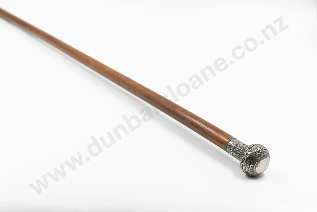Vict Malacca Walking Cane With Indian Silver Pommel Image 1++