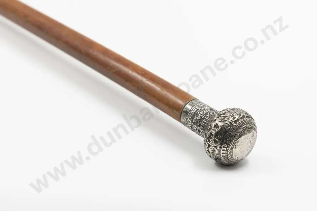 Vict Malacca Walking Cane With Indian Silver Pommel Image 1++