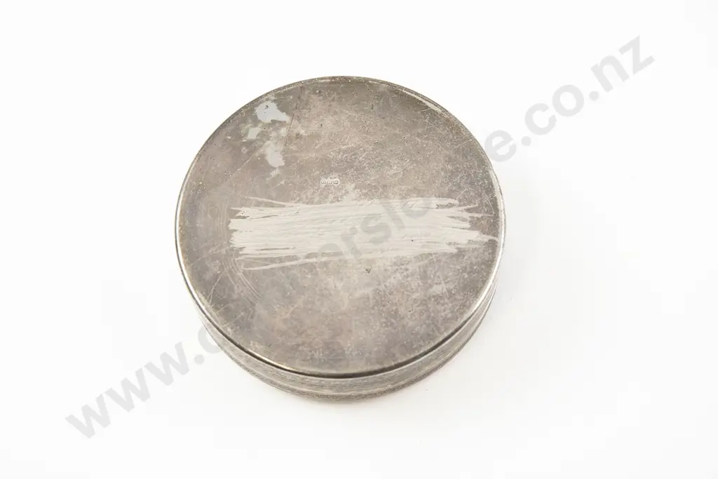 WWII Egyptian Silver Lidded Circular Tobacco Tin Image 1++