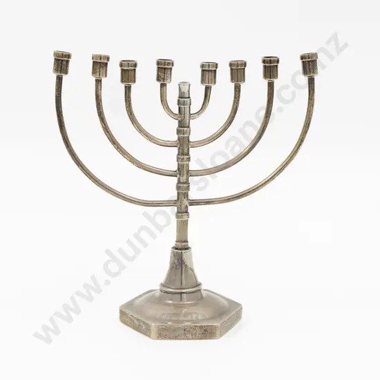 Small .925 Jewish 8-Armed Hanukkah Candle Holder