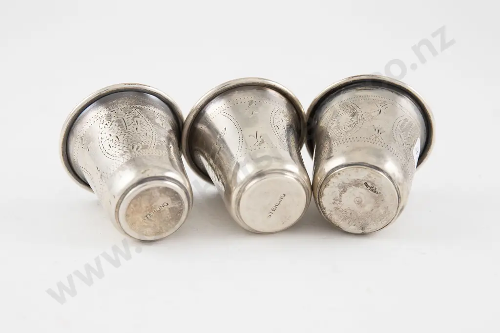Three C1920s S/S Kiddush Cups Image 1++
