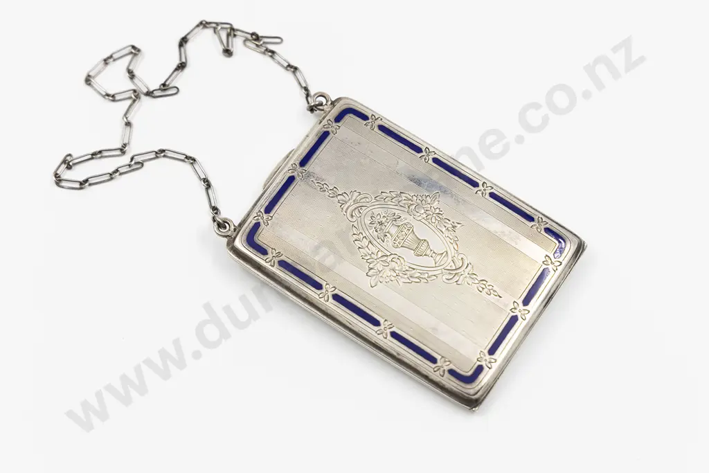 Fine Quality American S/S & Enamel Cigarette Case/Compact/Coin Holder Image 1++