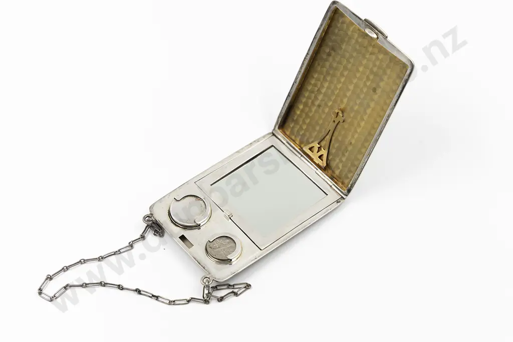 Fine Quality American S/S & Enamel Cigarette Case/Compact/Coin Holder Image 1++