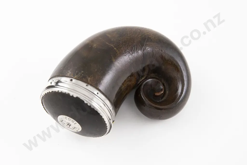 Early C19th Scottish Silver Mounted Rams Horn Snuff Mull Image 1++