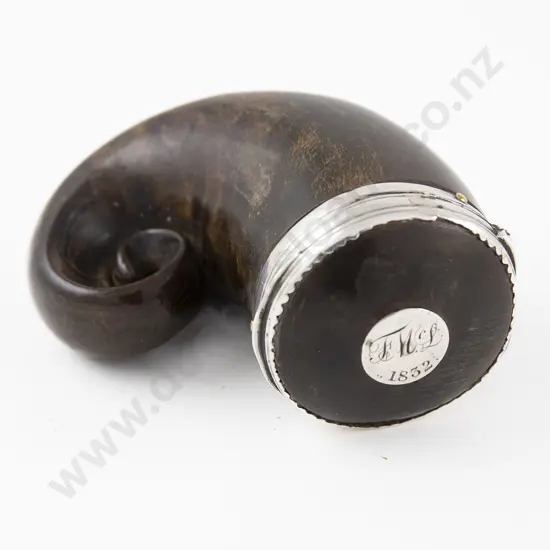 Early C19th Scottish Silver Mounted Rams Horn Snuff Mull