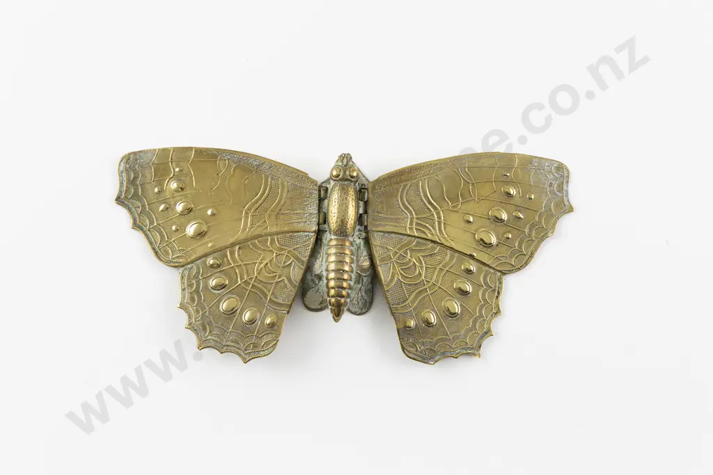 Victorian Brass Butterfly Sewing Needle Case Image 1++