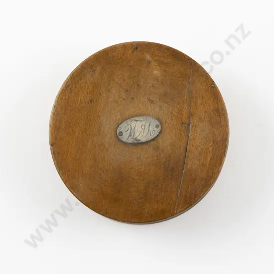 Early C19th Scottish Circular Fruitwood Snuff Box