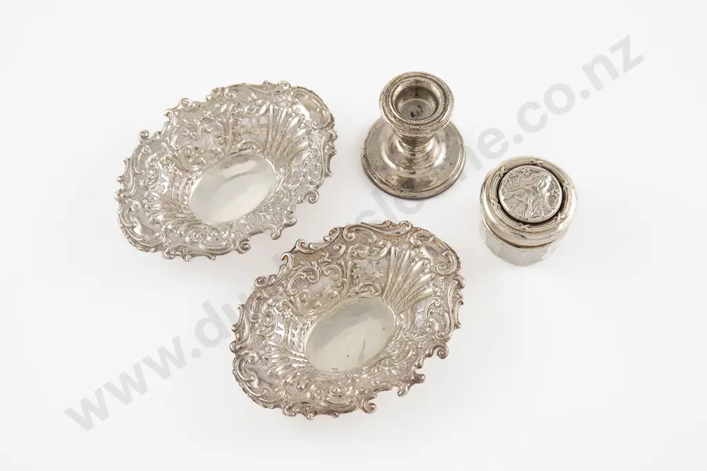 Pair Of Small Edw VII  S/S Oval Bon Bon Dishes Image 1++