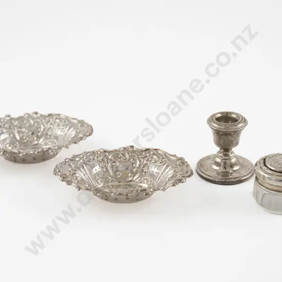 Pair Of Small Edw VII  S/S Oval Bon Bon Dishes