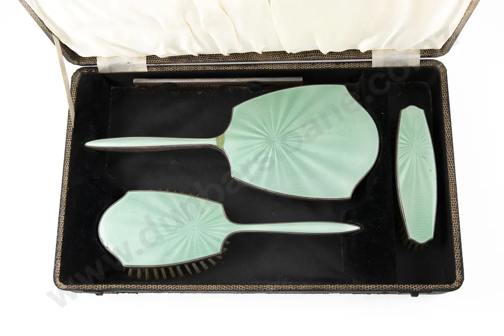 Art Deco Cased S/S 4 Piece Dressing Table Set Image 1++