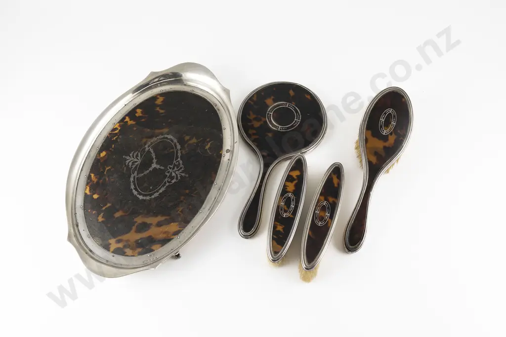 Geo V S/S & Tortoiseshell 5pce Dressing Table Set Image 1++