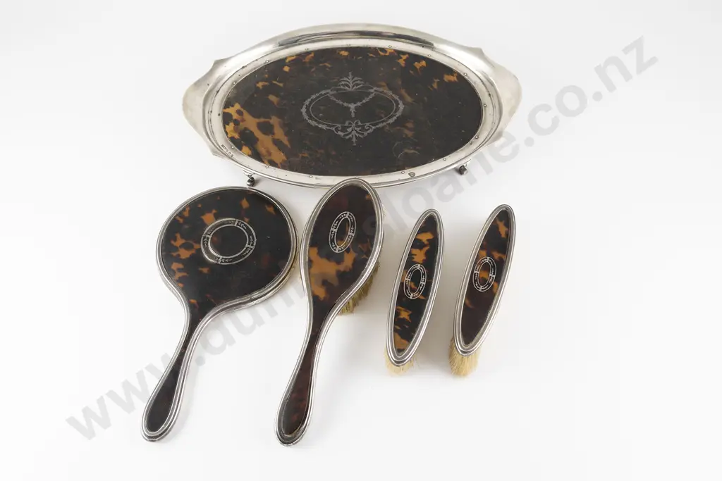 Geo V S/S & Tortoiseshell 5pce Dressing Table Set Image 1++