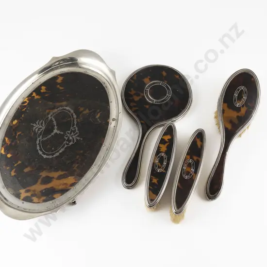 Geo V S/S & Tortoiseshell 5pce Dressing Table Set