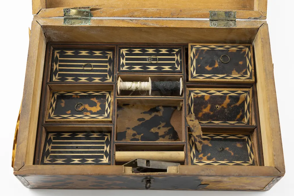 Vict Tortoiseshell Sewing Box Image 1++