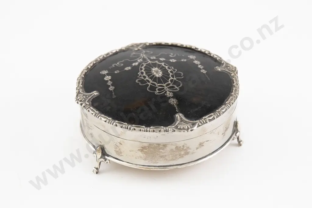S/S Tortoiseshell & Pique Work Jewellery Box By Mappin & Webb Image 1++