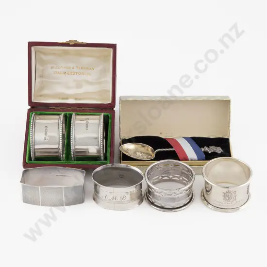 Six S/S and S/Plate Napkin Rings