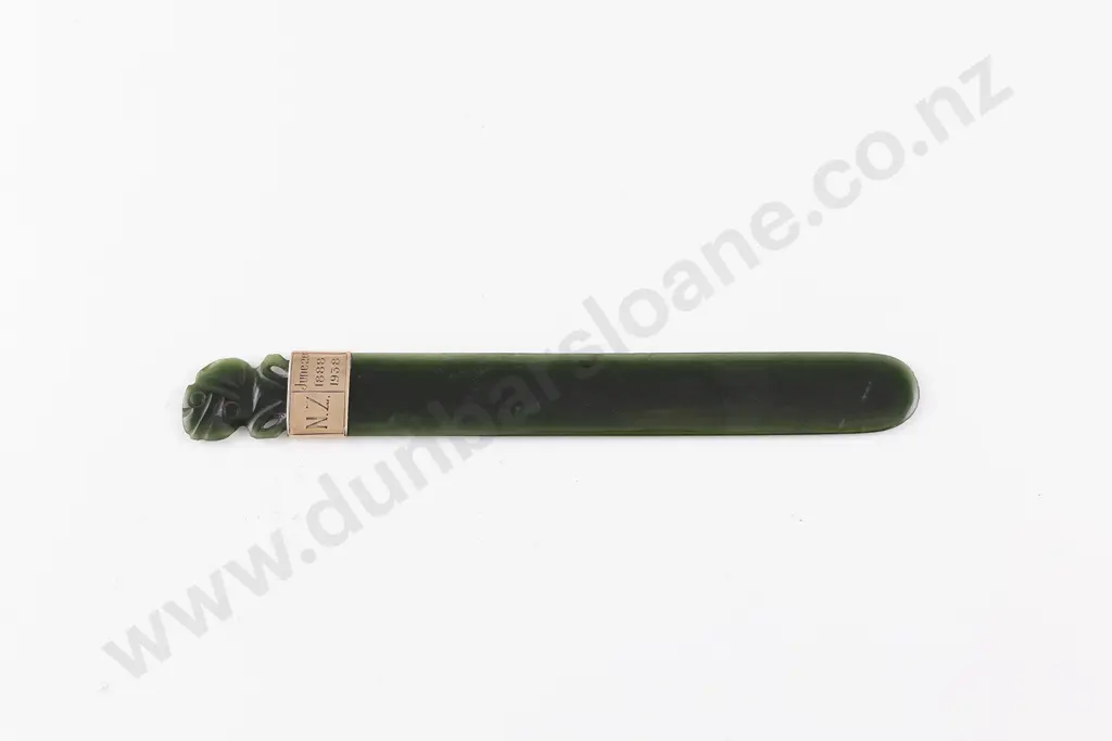 Rare NZ 9ct Gold Mounted Greenstone Letter Opener Image 1++