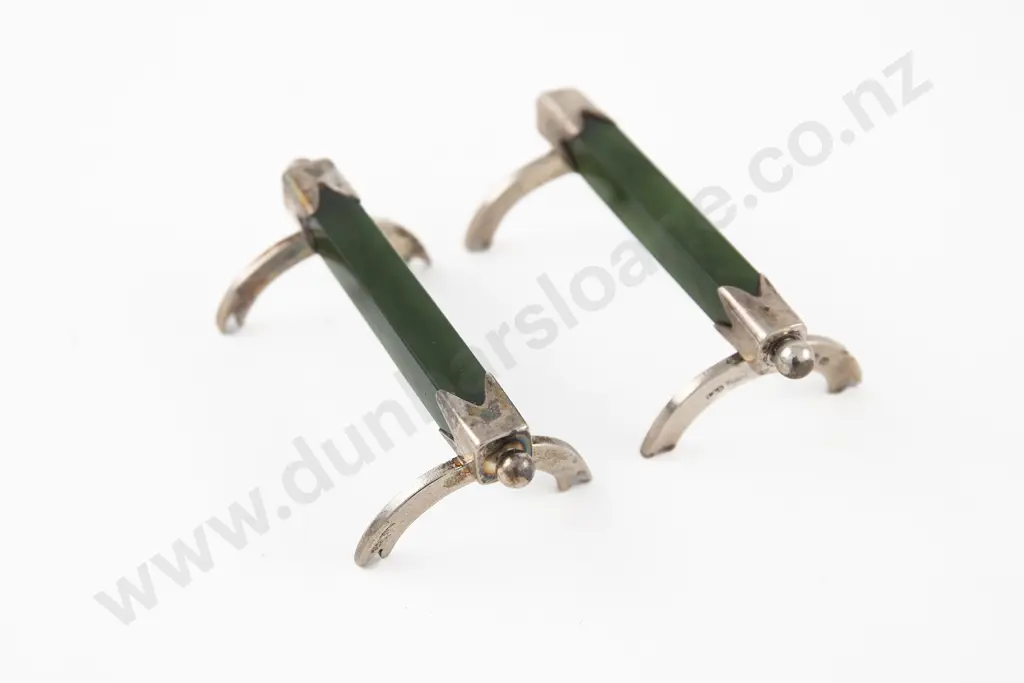 Pair Of Vict S/S & Greenstone Knife Rests Image 1++