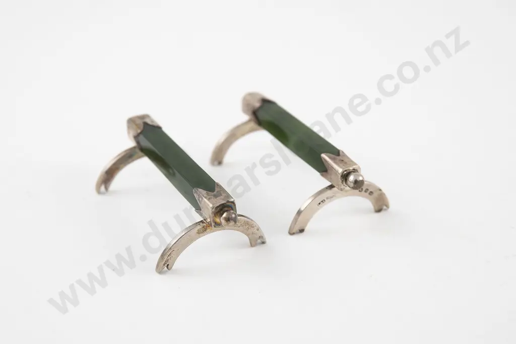 Pair Of Vict S/S & Greenstone Knife Rests Image 1++