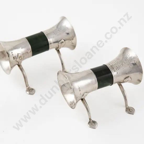 Pair Edw VII S/S & Greenstone Knife Rests