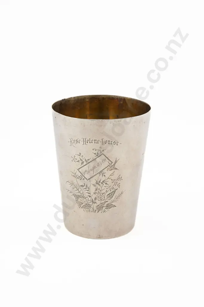Rare C19th NZ S/S Beaker By Siegfried Kohn Of Wellington Image 1++
