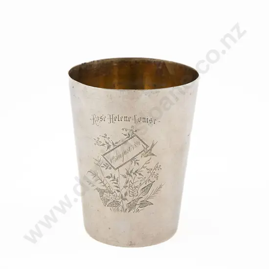 Rare C19th NZ S/S Beaker By Siegfried Kohn Of Wellington