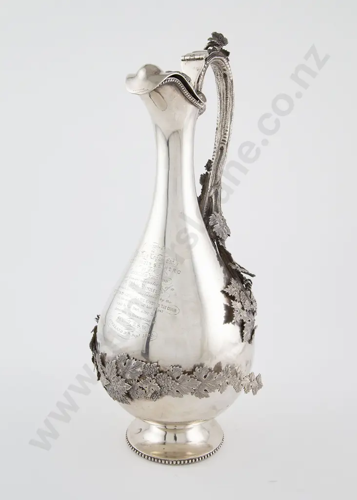 Rare C19th Australian Silver Wine Ewer By William Edwards Of Melbourne Image 1++