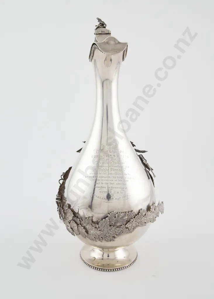Rare C19th Australian Silver Wine Ewer By William Edwards Of Melbourne Image 1++