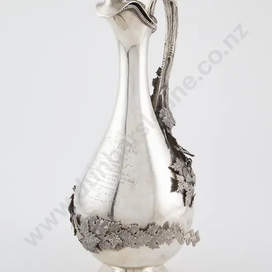 Rare C19th Australian Silver Wine Ewer By William Edwards Of Melbourne