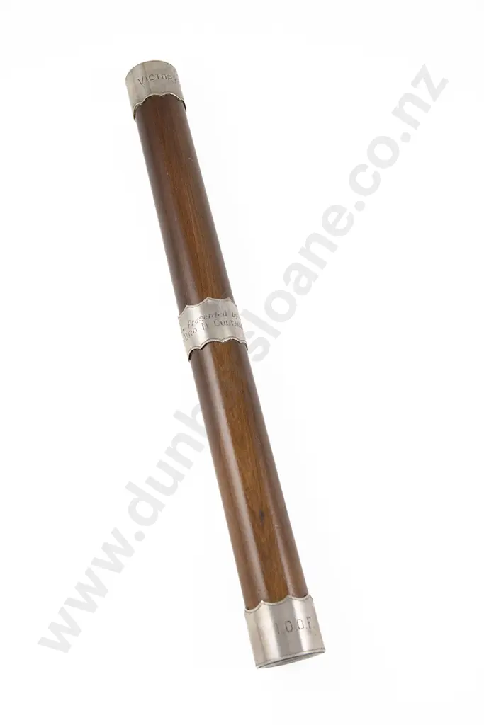 NZ S/S Mounted Masonic Presentation Wooden Baton Image 1++