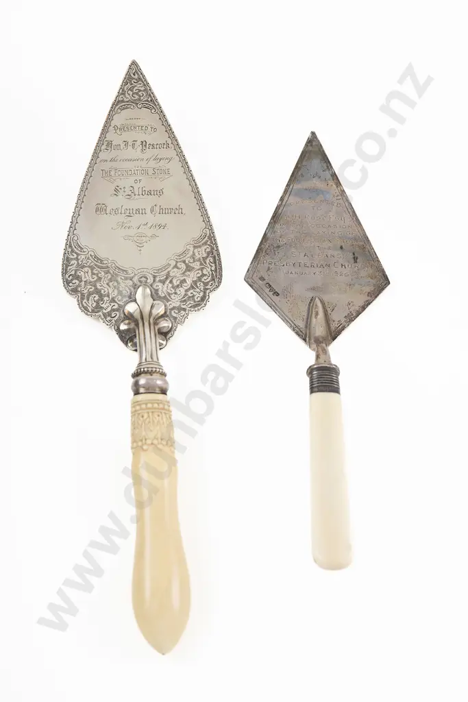 Two Cased S/S Presentation Trowels Image 1++