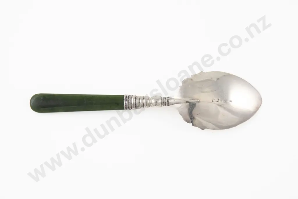 NZ S/S Greenstone Handled Jam Spoon Image 1++