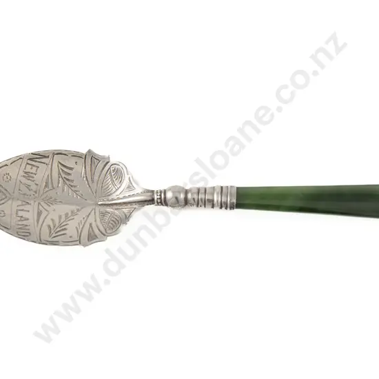 NZ S/S & Greenstone Handled Jam Spoon