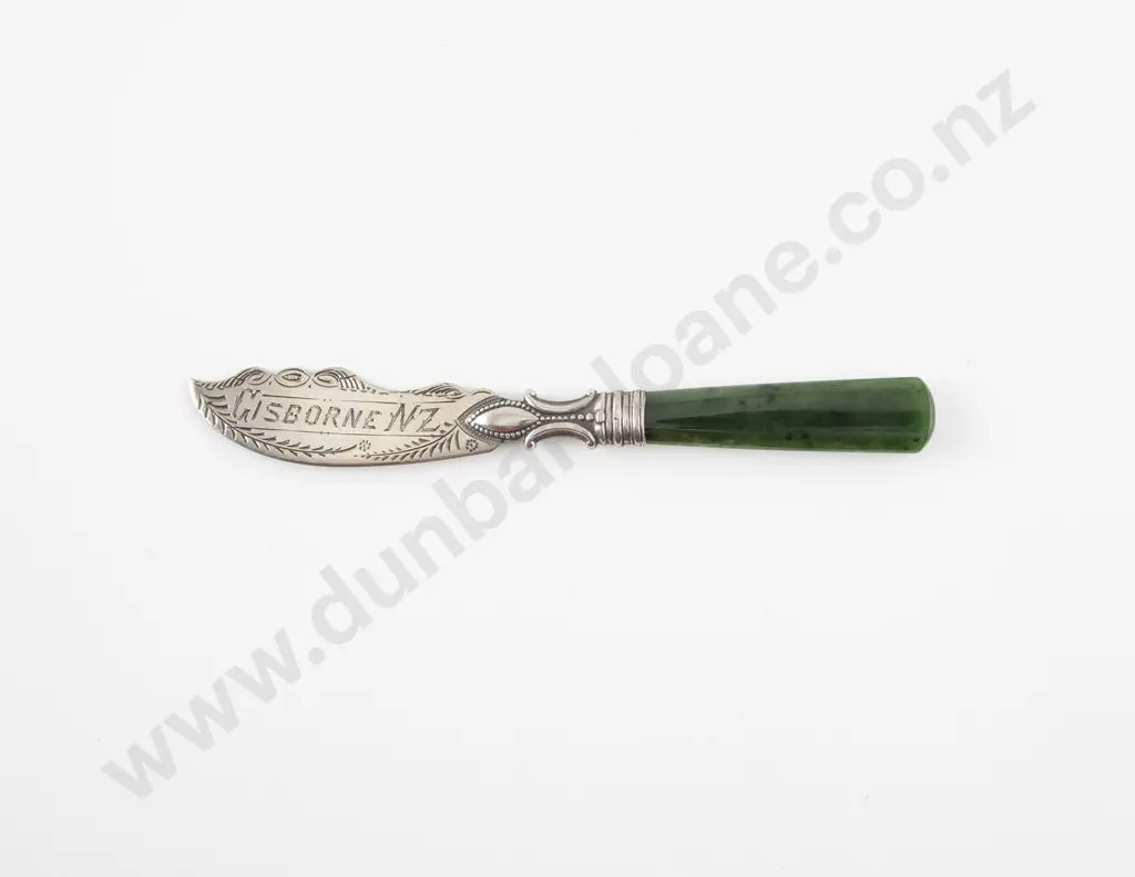 NZ S/S & Greenstone Handled Butter Knife Image 1++