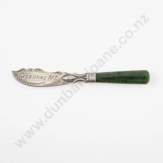 NZ S/S & Greenstone Handled Butter Knife