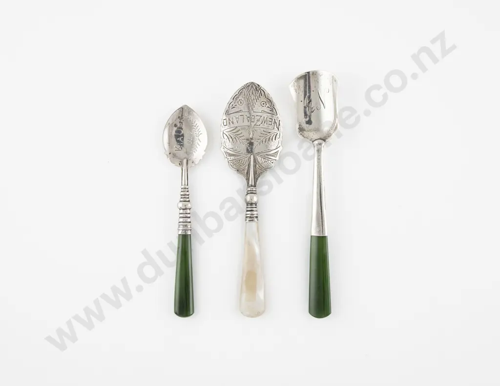 Three NZ S/S Jam & Sugar Spoons Image 1++