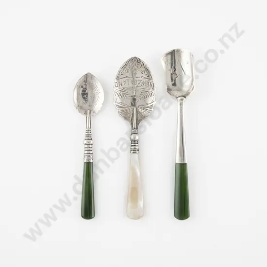 Three NZ S/S Jam & Sugar Spoons