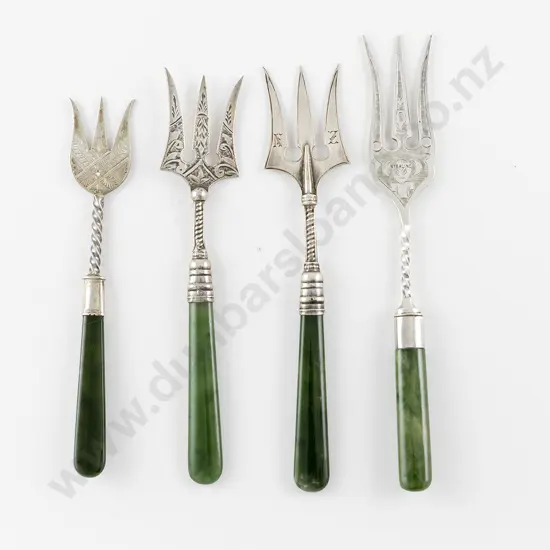 Four NZ & Greenstone Handled Bread Forks