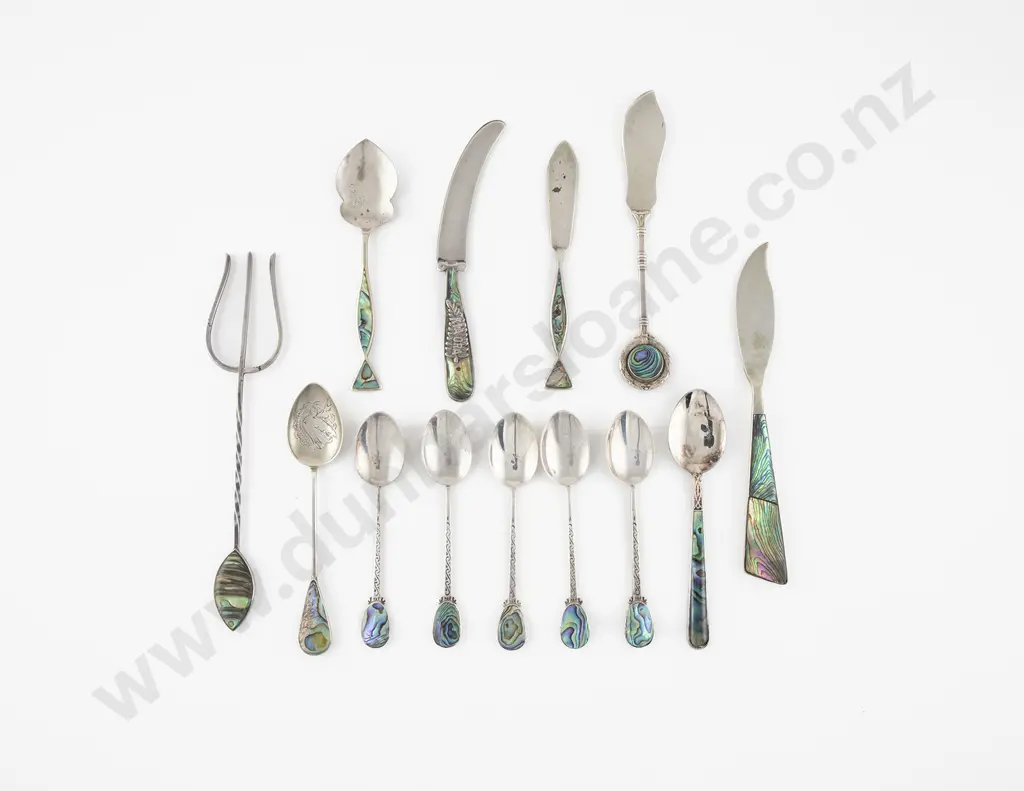 13 NZ S/S & Paua Shell Cutlery Items Image 1++