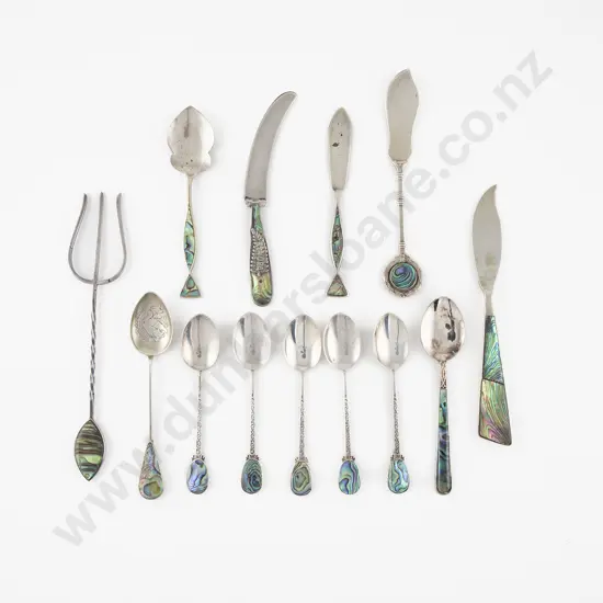 13 NZ S/S & Paua Shell Cutlery Items
