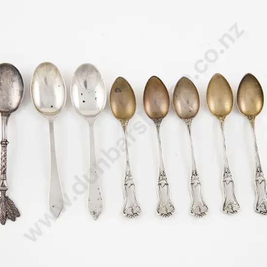 Set Of Five NZ S/S Gilt Spoons By Frank Grady