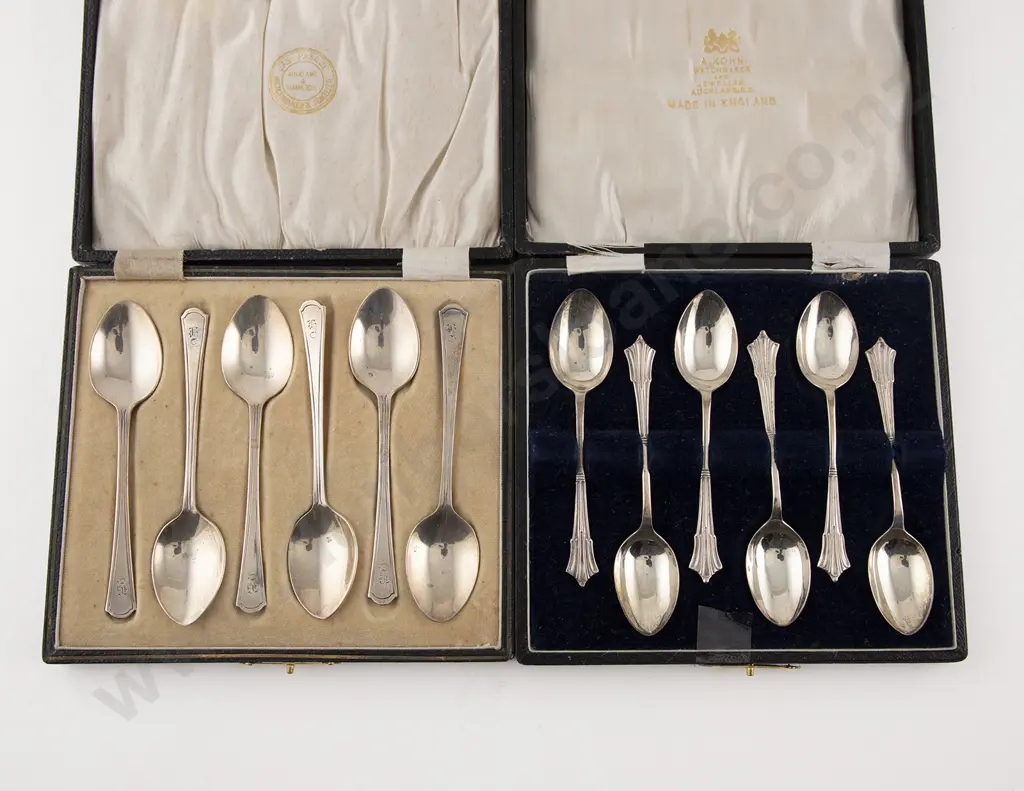 Two Cased Sets Six S/S Coffee Spoons Image 1++