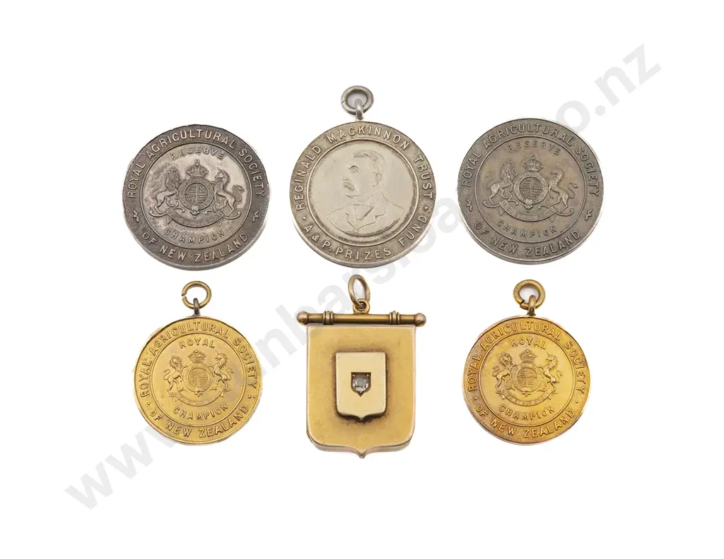 Family Group of Five Southland Agricultural Gold and Silver Medals Together With Presentation Gold/Diamond Departure Locket From The Taieri Image 1++