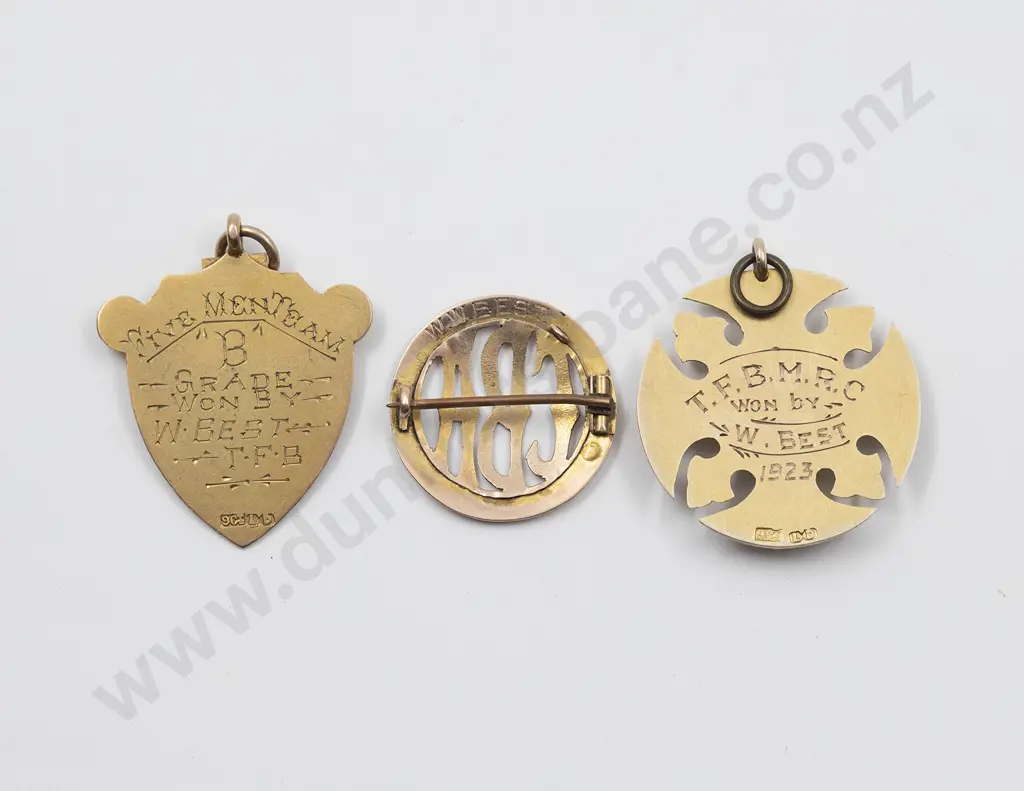 Three Timaru Fire Brigade/Mounted Rifle Club Fob Medals Image 1++