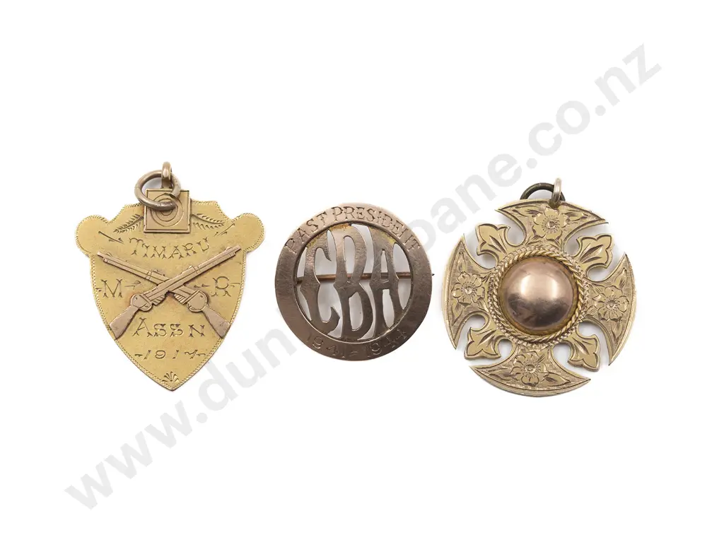 Three Timaru Fire Brigade/Mounted Rifle Club Fob Medals Image 1++