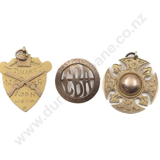 Three Timaru Fire Brigade/Mounted Rifle Club Fob Medals