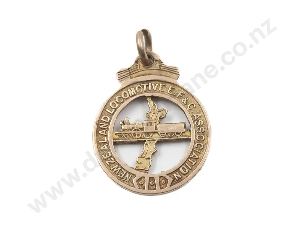 NZ Locomotive E.F. & C. (Engineers Firemen & Cleaners) Association C.1915 Membership Fob Medal Image 1++