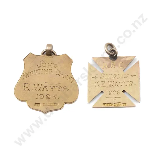 Two Rifle Club Fob Medals