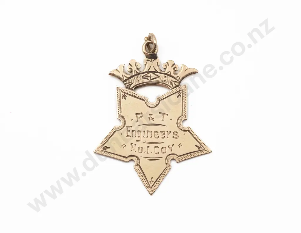 NZ 9ct P&T Engineers No.1 Coy Medallion Image 1++